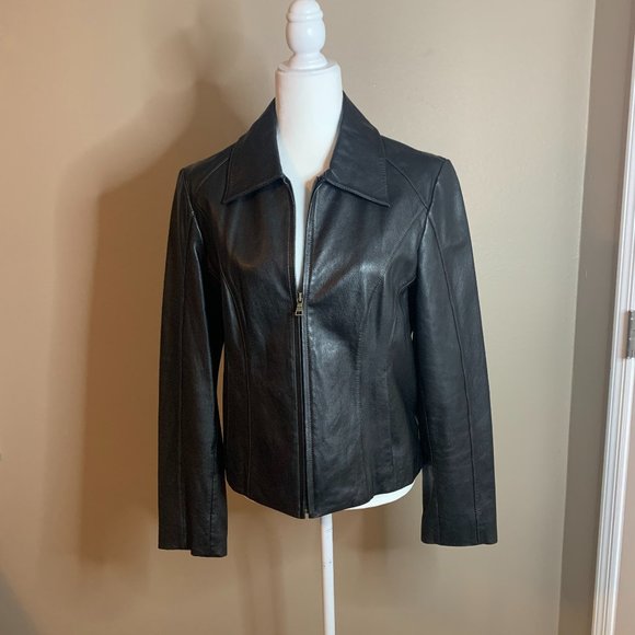 Guess Black Leather Jacket - Picture 1 of 6
